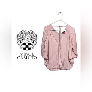 🌸 Vince Camuto Blush Pink Draped Blouse Size S Tie Back Dolman Sleeve Top